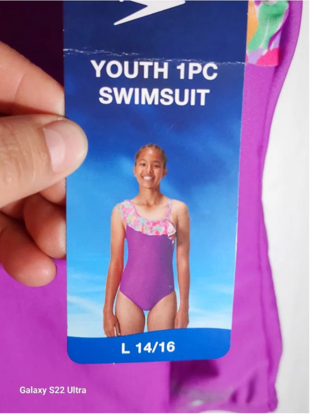 Girls Speedo One Piece Swimsuit L Purple Multicolor